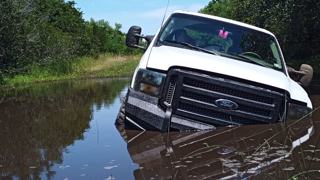 Submerged truck wading in the back roads Corolla